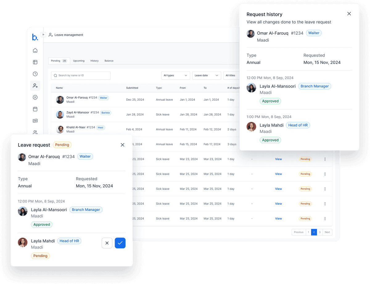 Manage employees leave requests
